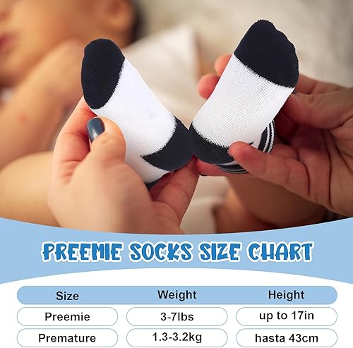 Miniatura 2 de 20 pares de calcetines prematuros de algodón prematuro calcetines de felpa para bebés prematuros calcetines de hospital recién nacido calcetines