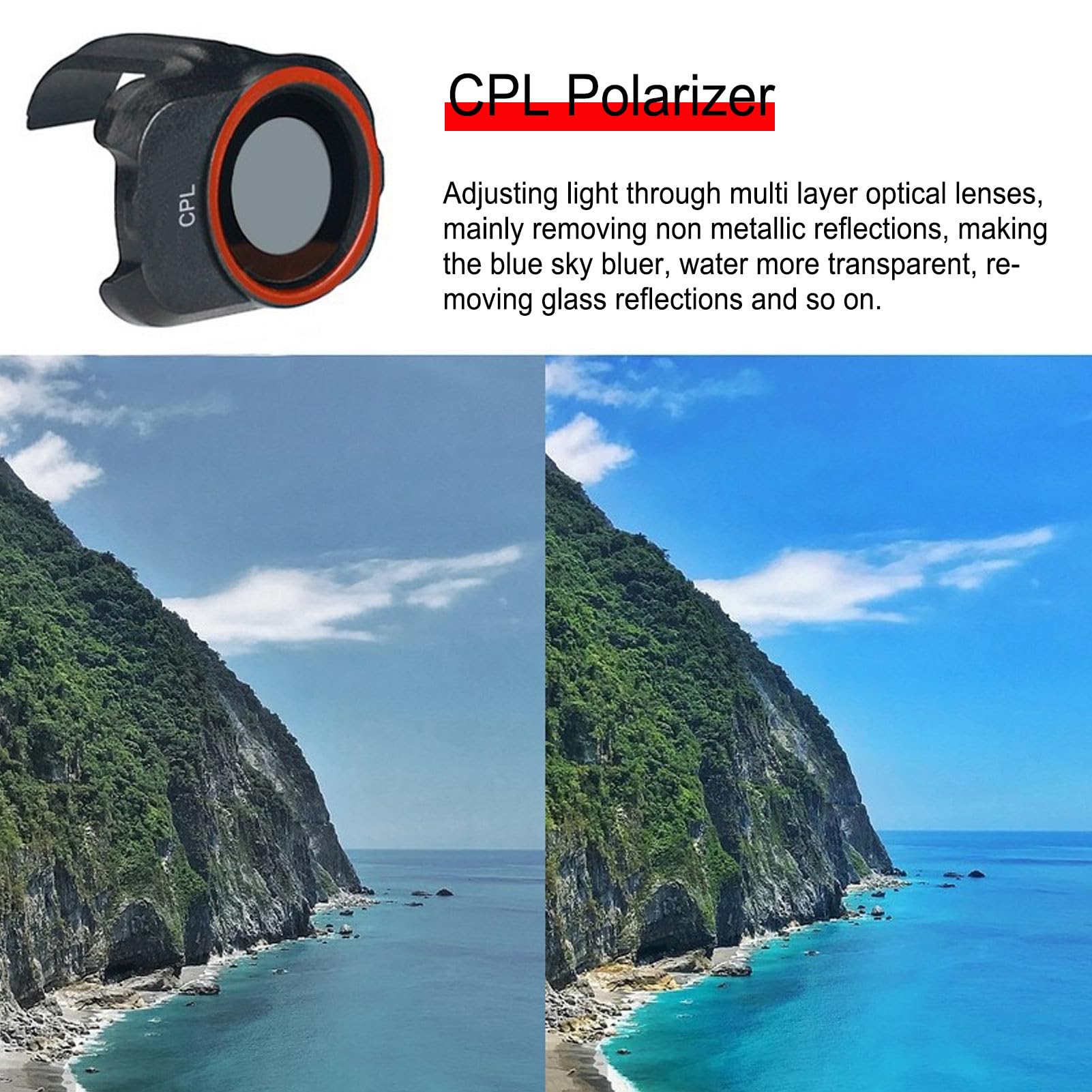 Juego de Filtros Mini CPL ND, Filtro de Lente de Densidad Neutra para Dron de Vidrio óptico para PC con Estuche de Almacenamiento, 6 en 1 para Mini 1 2 SE