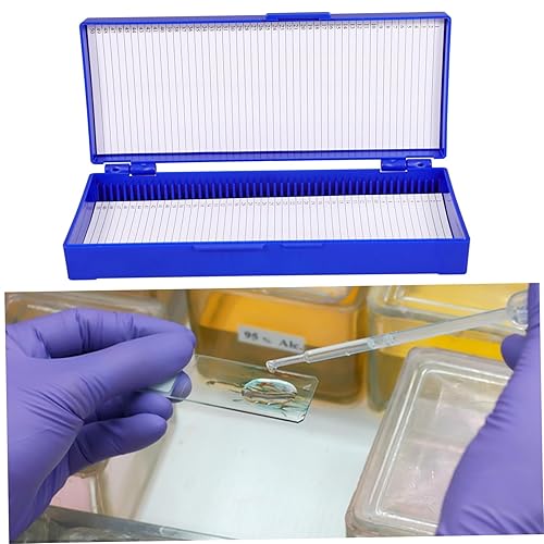 Miniatura 6 de ULTECHNOVO Caja de diapositivas para microscopio, 2 soportes deslizantes con ranuras numeradas, para portaobjetos de microscopio preparados para