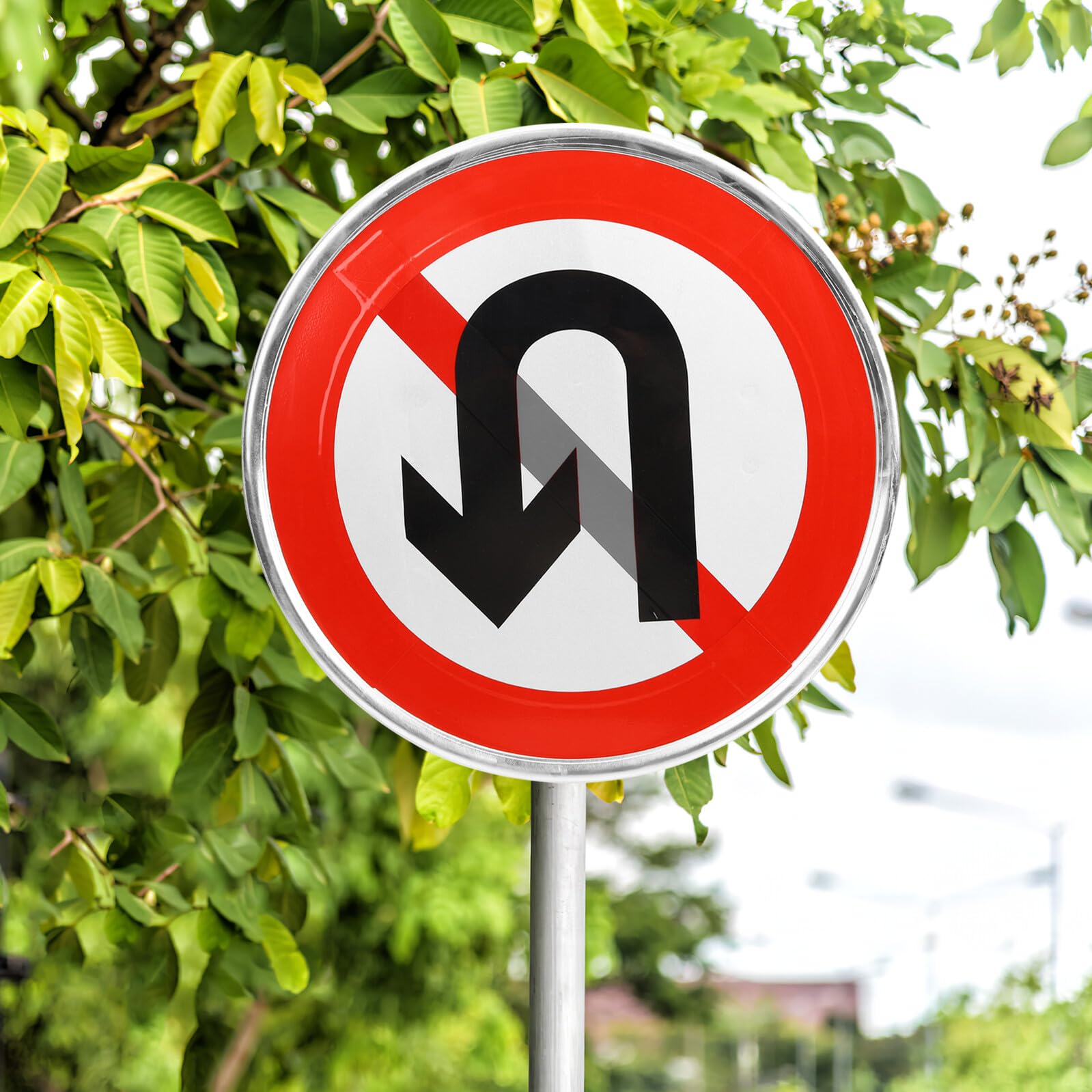 NOLITOY Panneau Interdit Demi-tour Métal Réfléchissant Durable pour Allée Privée et Signalisation de Propriété Privée Panneau de Route et Visible
