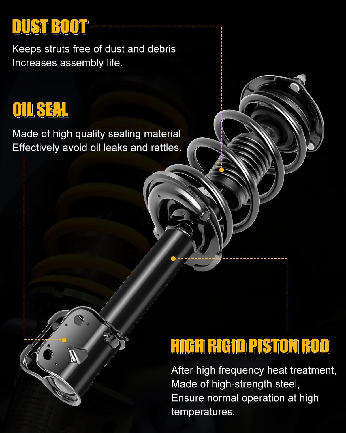 Front Complete Strut Coil and Spring Assembly Replace 1333447L, Struts Shocks Kit