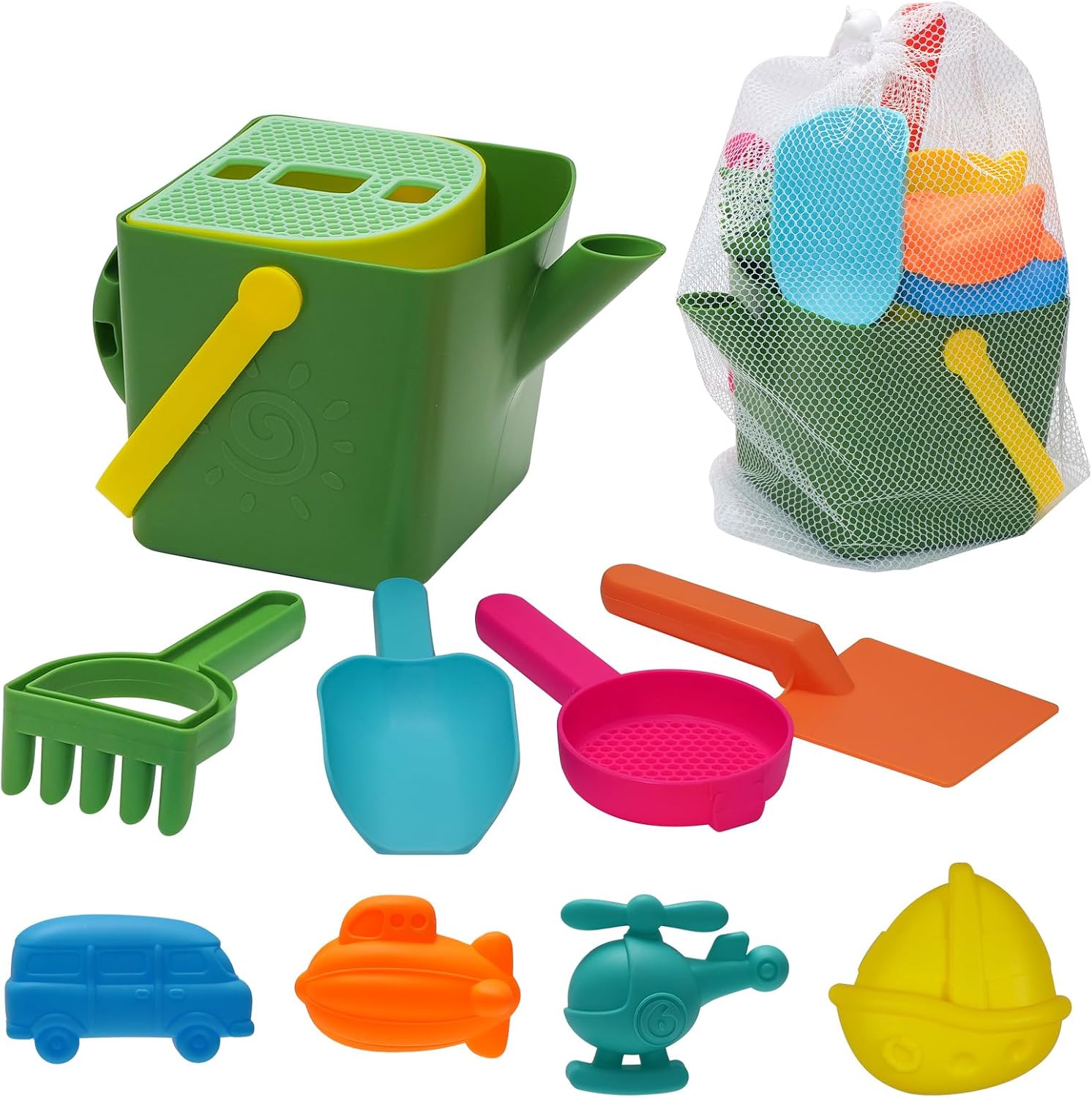 Beach Toy Set for Kids Sand Toys Summer Outdoor Play Beach Toy Bucket Shovel Rake molds for Toddlers Boys Girls Children