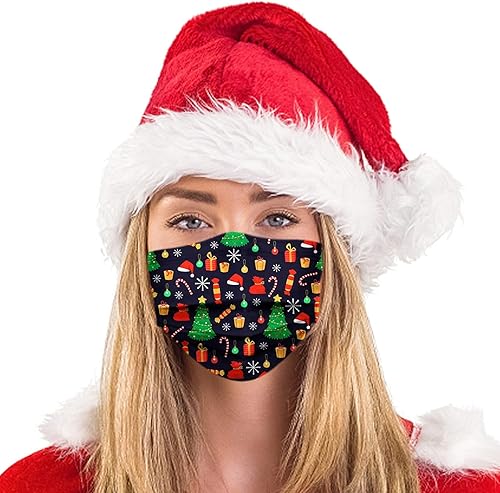Miniatura 4 de 50Pcs Fall Winter Holiday Christmas Disposable Printed Face Cover with Designs for Adults,3 Ply with Nose Wire christmas 1,#Acción