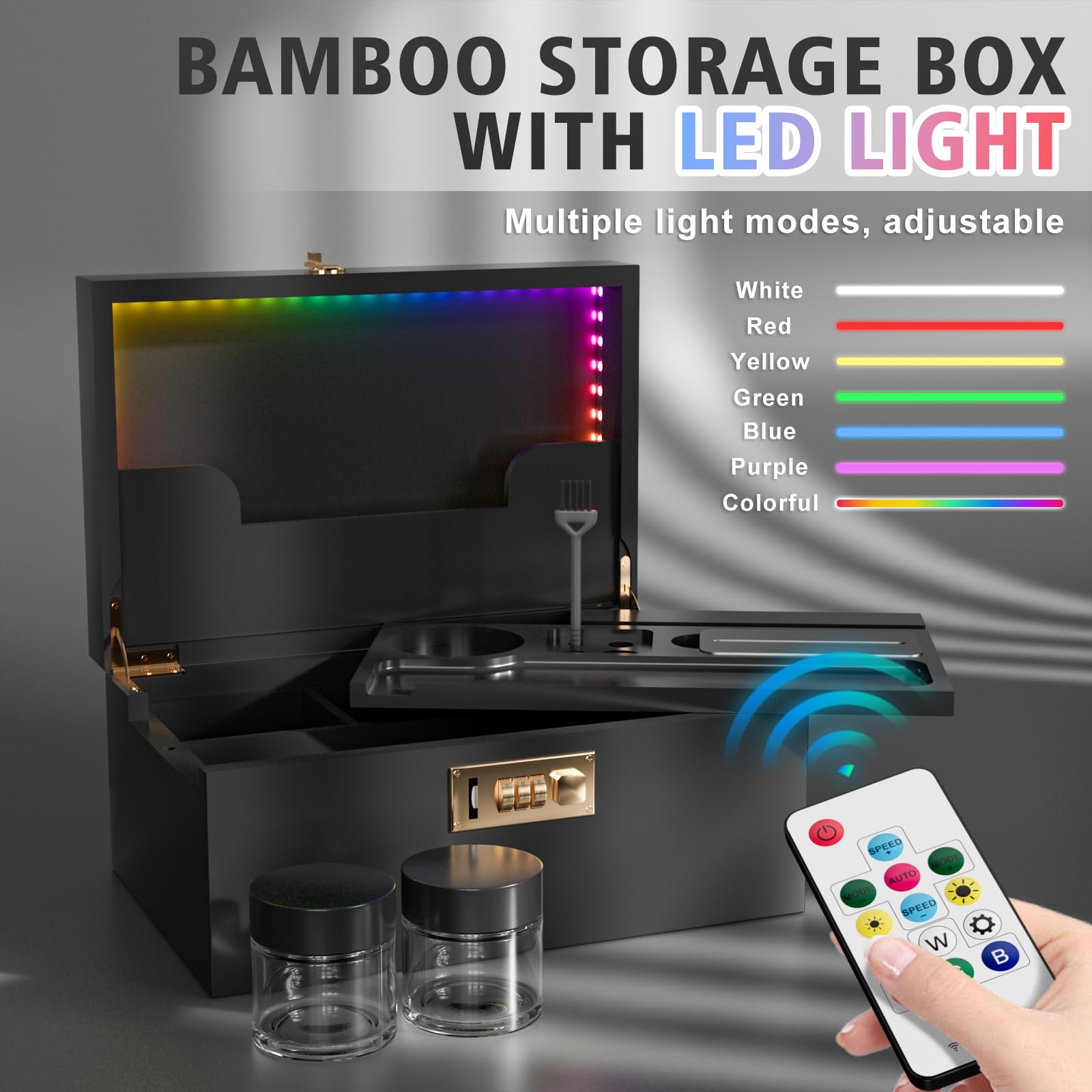 Amazon.com: Usoway Bamboo Storage Box With Colored LED Lights