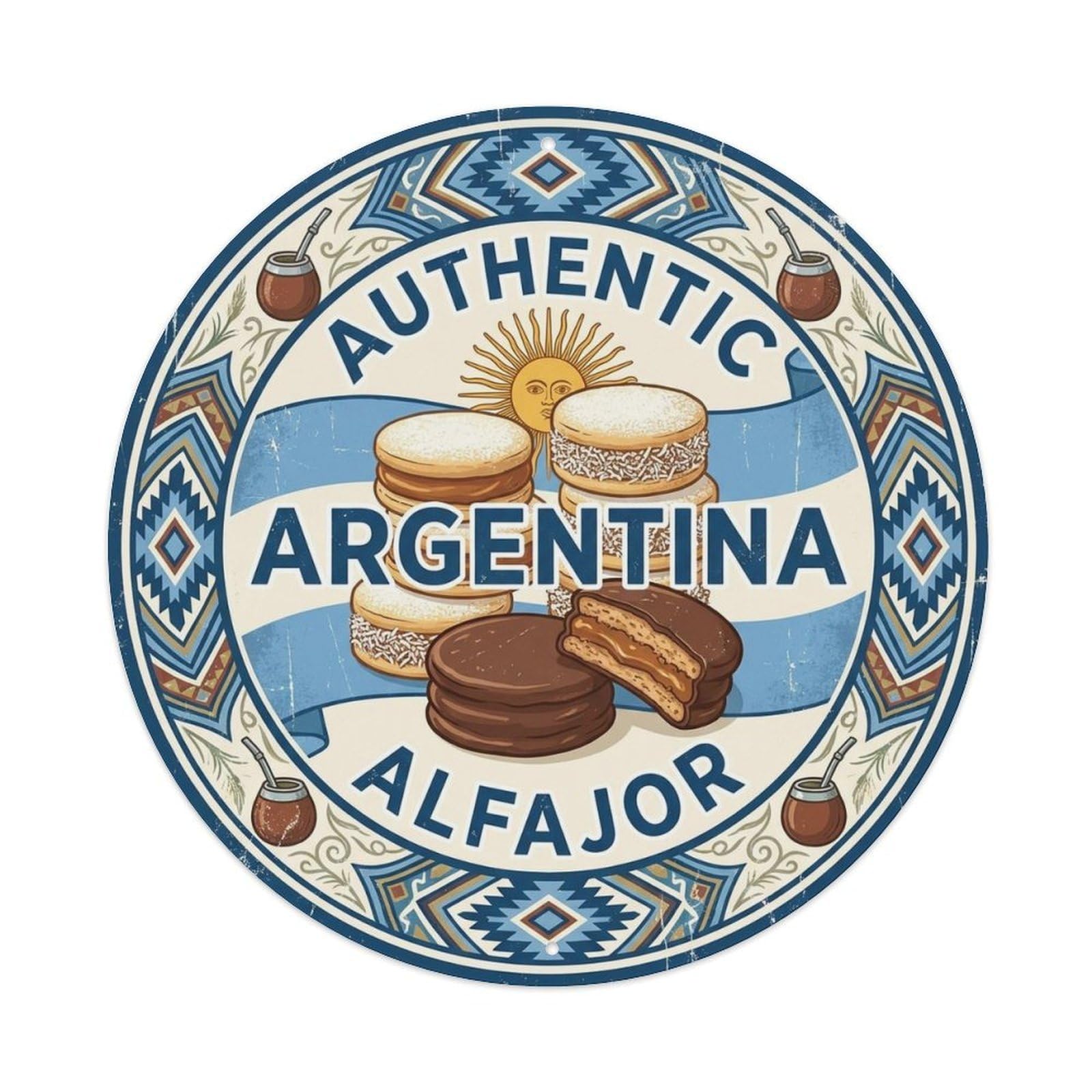 Argentina Travel Alfajor Argentine Dessert Cuisine Metal Tin Sign