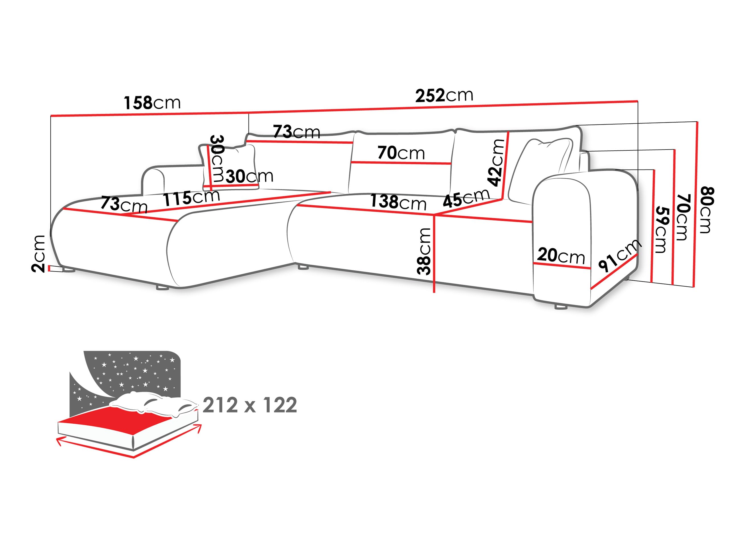 Mirjan24 Ecksofa Eliwo, Design Eckcouch, Couch mit Schlaffunktion und Bettkasten, Wohnlandschaft, Bettfunktion L-Form Sofa, Ottomane universell (Taro 01)