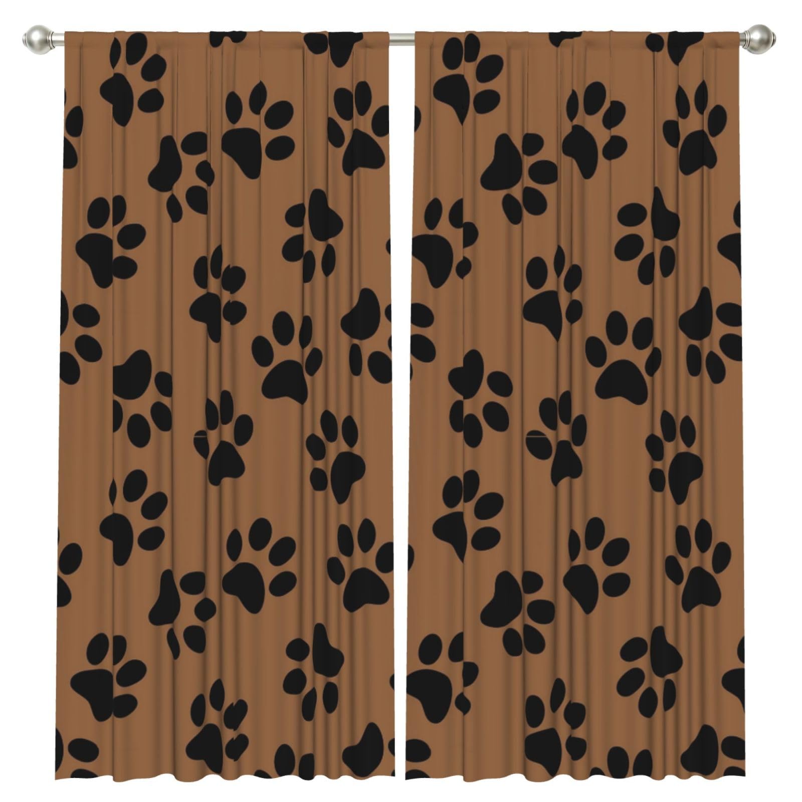 InOmak Dog Paw Pattern, 2 Panels Window Curtains 52 x 84 Inch Blackout Curtains for Living Room Bedroom