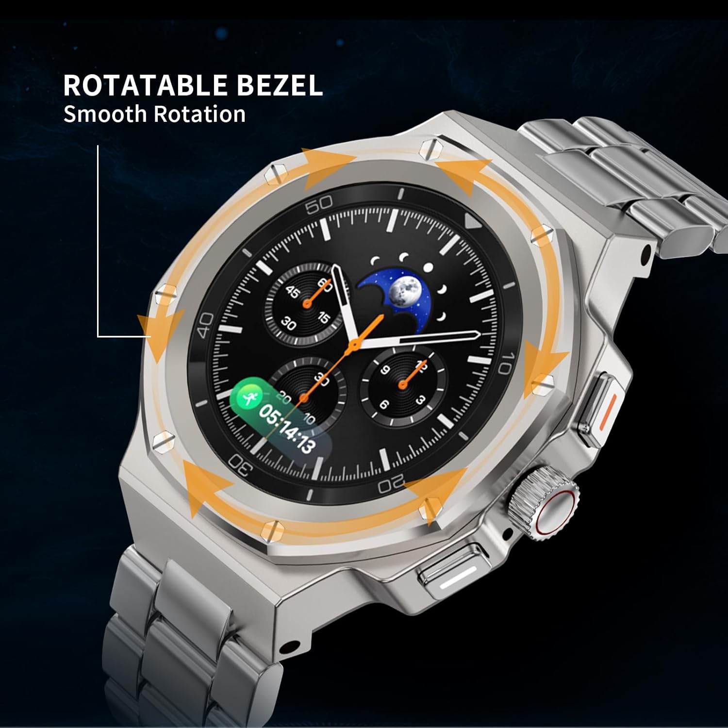 Case with Band for Samsung Galaxy Watch 8 Classic 46mm, Luxury Metal Face Cover with Tactical Stainless Steel Strap Military Protection for Men, Titanium