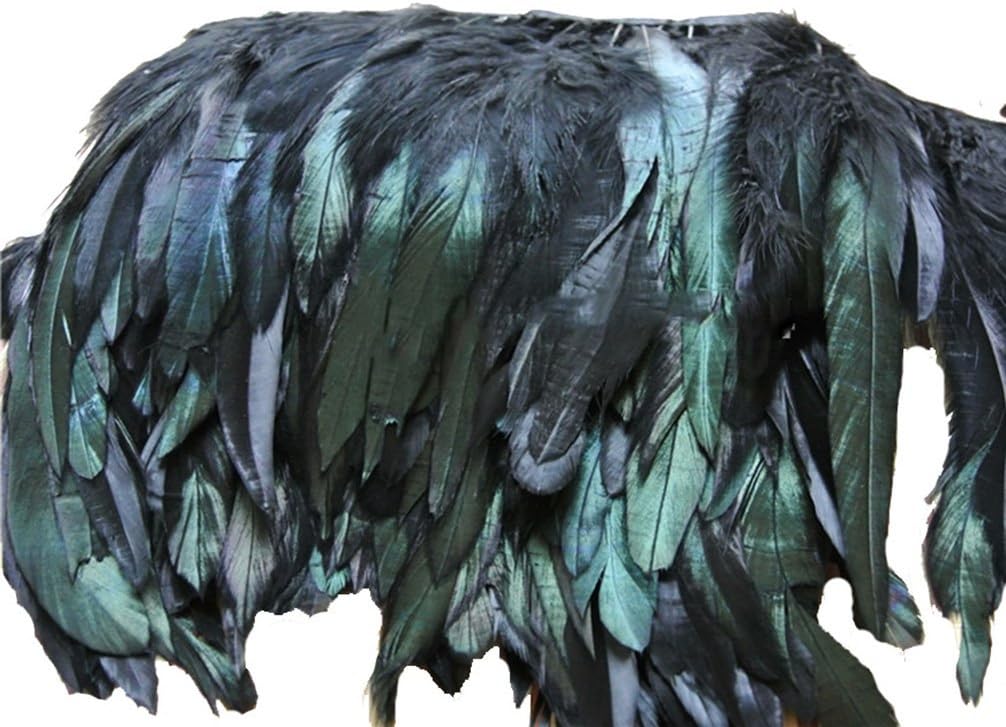 AWAYTR Rooster Hackle Feather Fringe Trim 5-7 Inches Width Sewing Crafts (10 Yards)