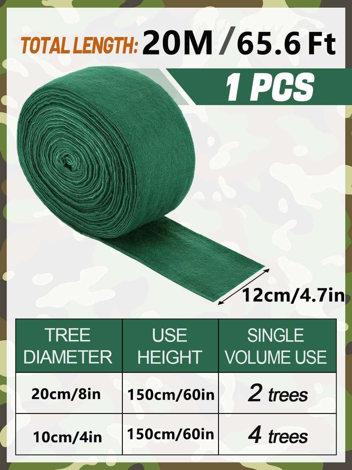 Protector para Troncos de Árboles, Vendaje Protector de Plantas 20 m x 12 cm, Envoltura Protectora de Árboles, Protección contra Heladas y Frío para Plantas, Árbole y Jardín Exterior