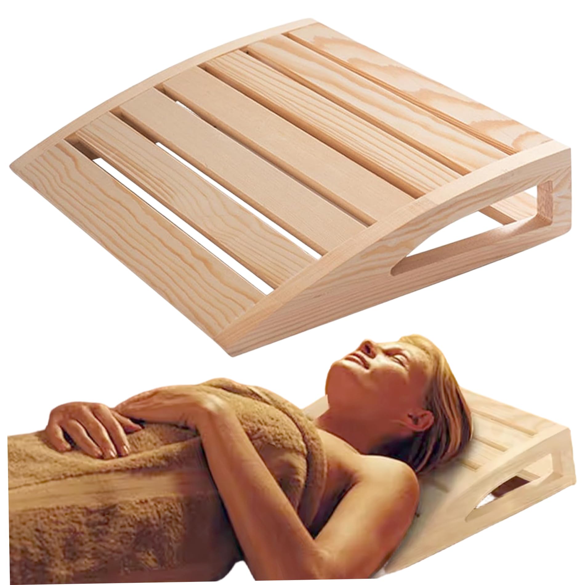 Appui-tête de sauna, oreiller ergonomique en bois pour détente, spa rustique et accessoires