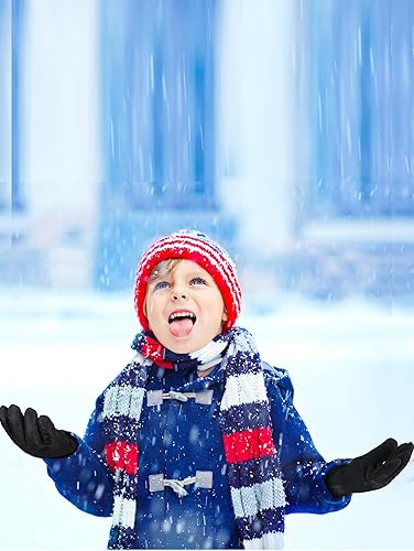 Miniatura 6 de 2 pares de guantes de nieve gruesos para niños, guantes de esquí para niños pequeños, guantes de invierno cálidos e impermeables para niños y niñas