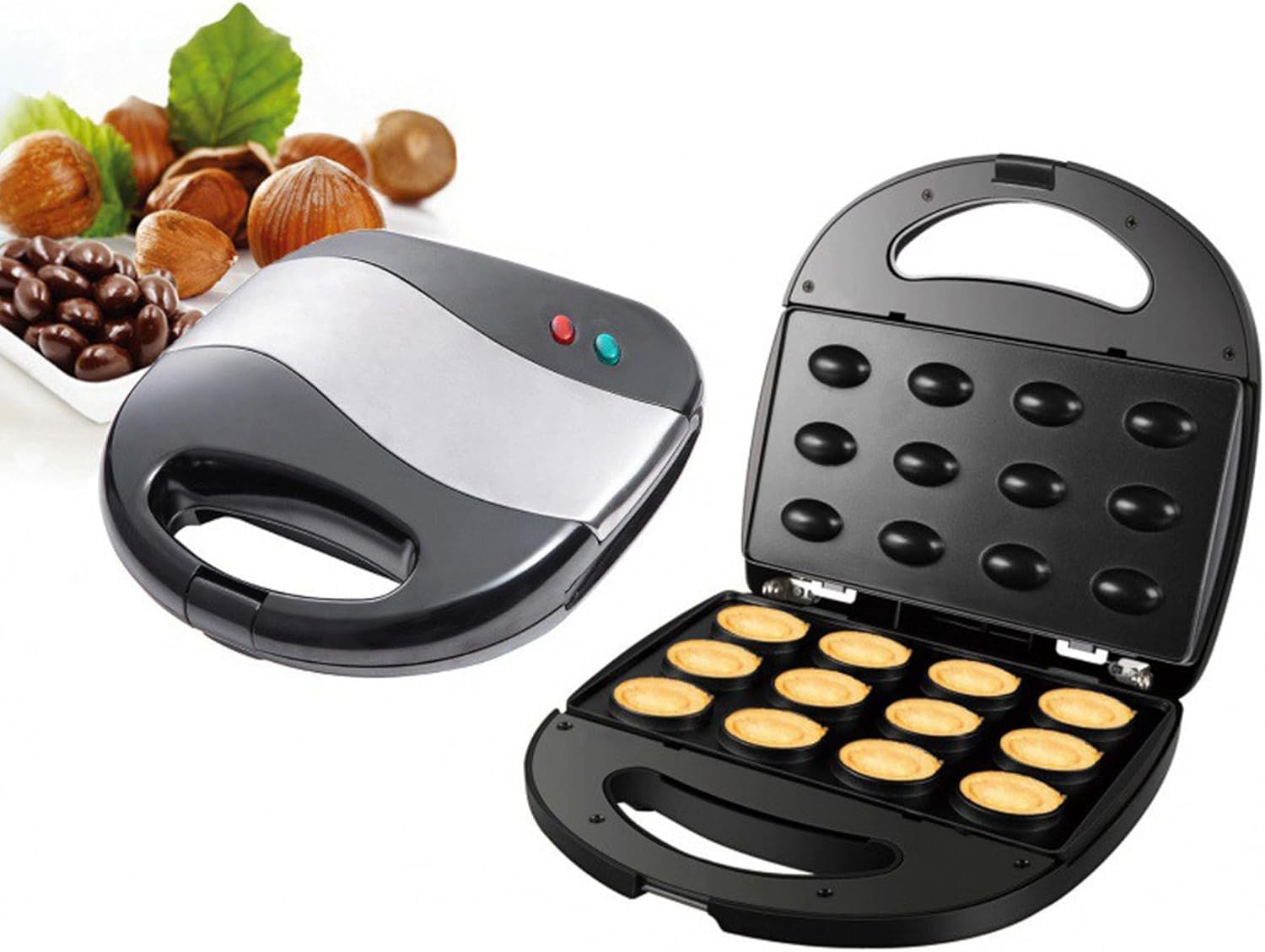 12 Walnut Cookie Maker, Non Stick Double Sided Walnut Cookie , Electric Oreshki Maker for Home for Breakfast Us Plug 110V