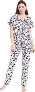 CAESAR Womens Women's two-piece pajamas with front buttons Women's two-piece pajamas with front buttons