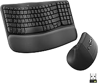 Vista 1 de Logitech Wave Keys & Lift Vertical Mouse - Ergonomic Wireless Keyboard and Mouse Combo - with Cushioned Palm Rest, Easy-Switch, Bluetooth, for