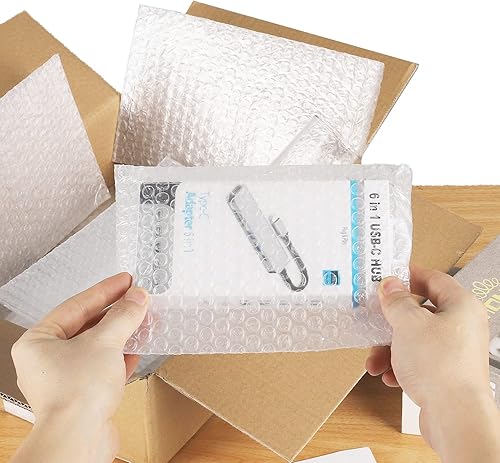 Miniatura 7 de Bolsas de burbujas transparentes de 6 pulgadas x 10 pulgadas, 50 bolsas de amortiguación, bolsas de doble pared gruesa de espuma a prueba de golpes
