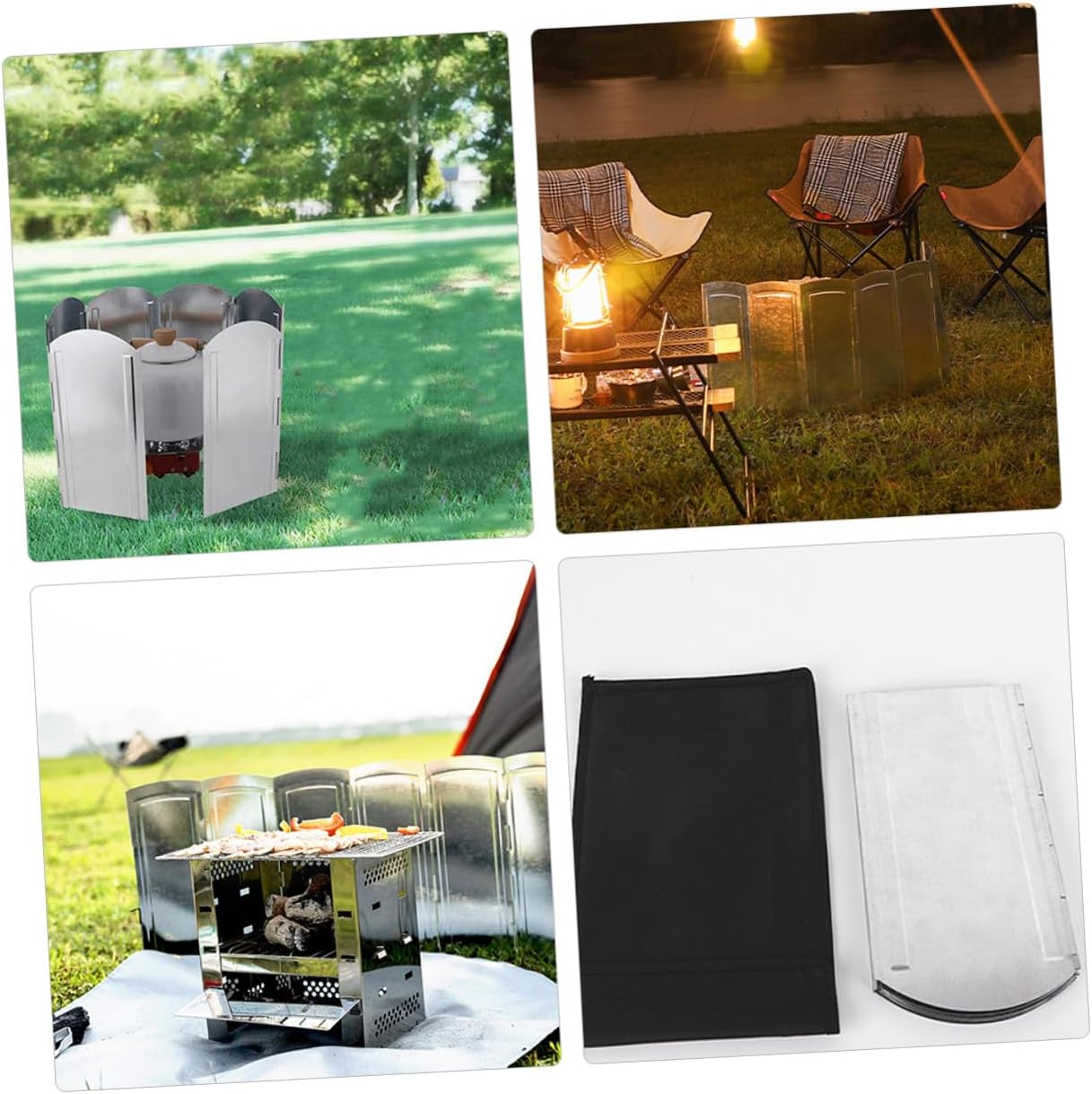 Foldable Camping Stove Windscreen with Carry Bag Anti-Wind BBQ Shield for Outdoor Cooking Portable Wind Blocker for Picnic Hiking Backpacking and Camping