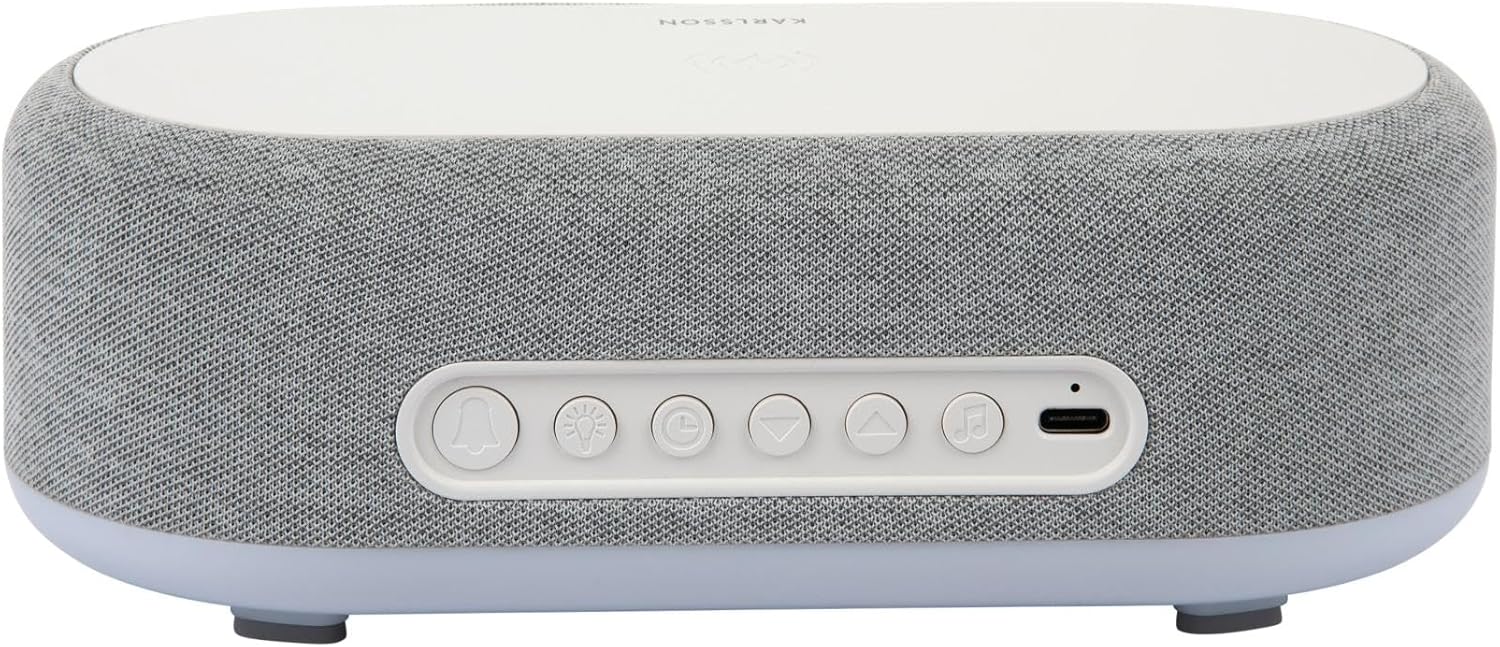 Rear view of the Karlsson Vogue Alarm Clock showing control buttons and USB-C port.