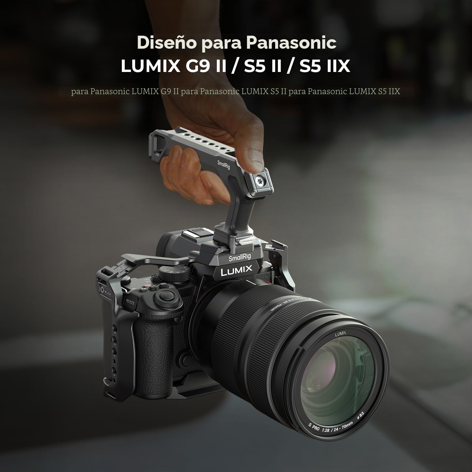 SMALLRIG Kit de Jaula para Panasonic G9 II/S5 II/S5 IIX con Asa Superior NATO, Clip para HDMI/USB-C, Placa QR para Arca y Roscas 1/4"-20/3/8"-16 - 5752