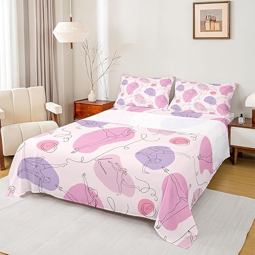 Castle Fairy Juego de sábanas de gimnasia de tamaño matrimonial, juego de ropa de cama para amantes de la danza, 4 piezas, para niños, niñas,