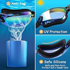 COOLOO Kids Swim Goggles, 2 Packs Swimming Goggles for Kids Girls Boys and Child Age 4-16