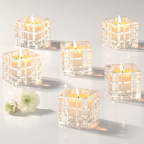 Miniatura 8 de Juego de 3 portavelas de cristal transparente, portavelas cuadrado para velas de té, candelabros votivos de cristal, decoración de mesa para boda,