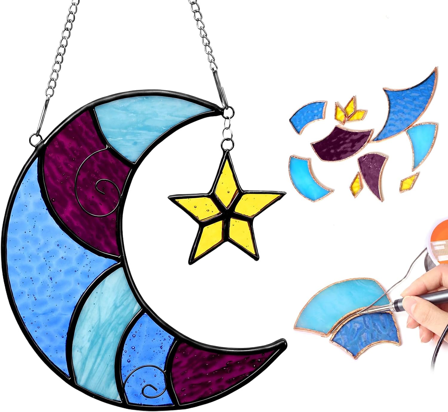 Junkin 1 Set Pre Cut Hummingbird Stained Glass Suncatcher Kit