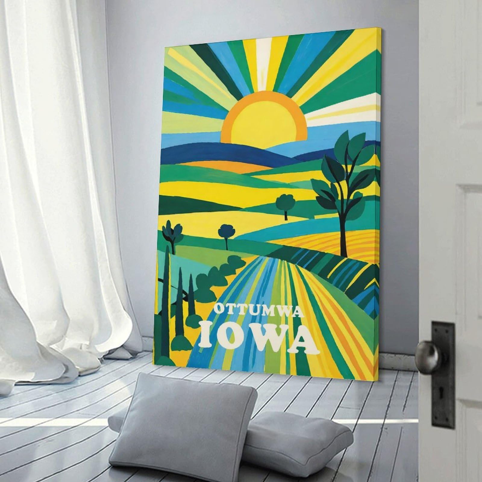 Junmoney Frame-Style-5 Ottumwa Iowa Sunset Home Decor Wall Art 24X36inch(60X90cm), For Lounge, Study, Hallway Or Flat Walls, Stylish Home Artwork For Focal Walls