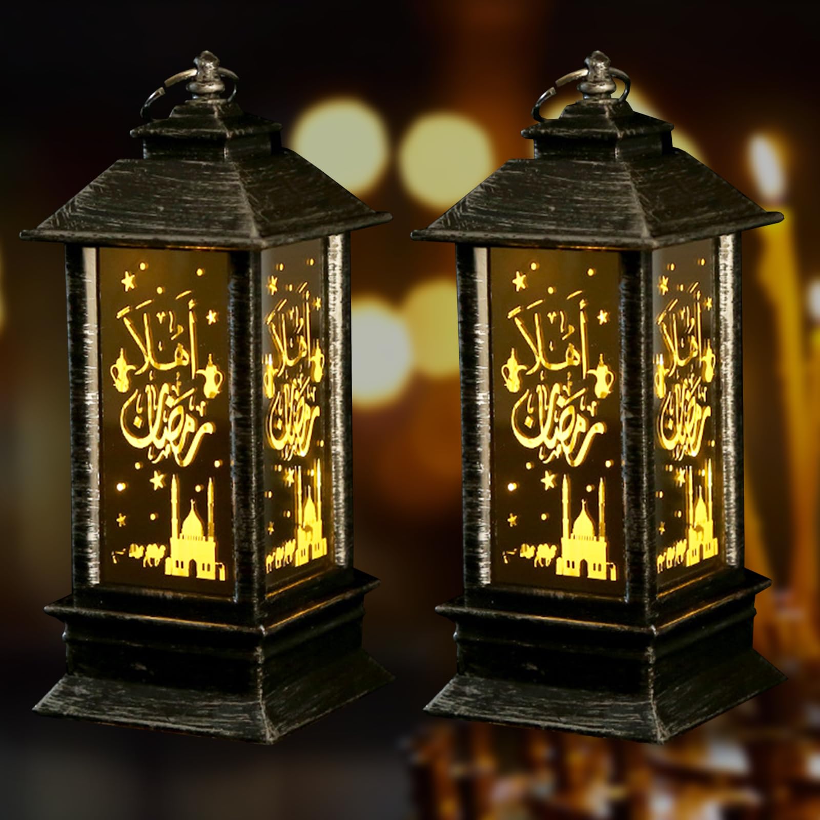 Amazon.com: Glodecart 2PCS Ramadan Lanterns, Black, LED, Not Water