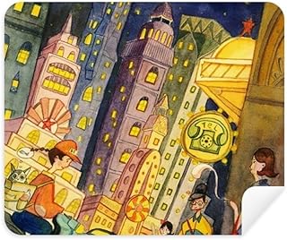 Miaoji Painting Watercolor Cat City Town Cleaning Cloth Screen Cleaner 2pcs Suede Fabric