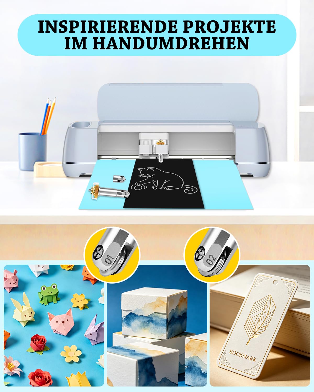 UCEC Zestaw rowków do Cricut Maker 4/3 – pojedyncze i podwójne koło punktowe z obudową – idealne do zakładanych linii na kartach, pudełkach prezentowych i dekoracji domu 3D – czyste i precyzyjne