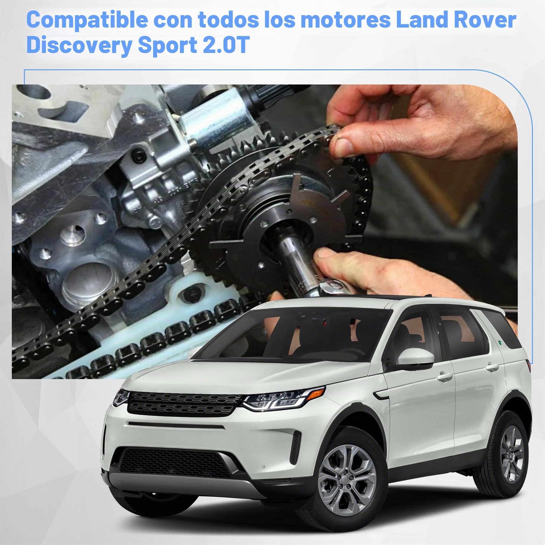 Juego de herramientas de alineación, tensión, bloqueo y sincronización del árbol de levas Compatible con Land Rover Discovery Sport Evoque 2.0T Jaguar F Pace XE XF Motor Diesel, JLR-303-1625