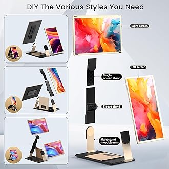 Laptop Screen Extender, 15.6'' Triple Portable Monitor with 86% NTSC IPS FHD 1080P Display, Detachable Laptop Monitor Extender Compatible with Wins/Mac/Linux/Dex/Chrome, Working with Desktop/Mini PC