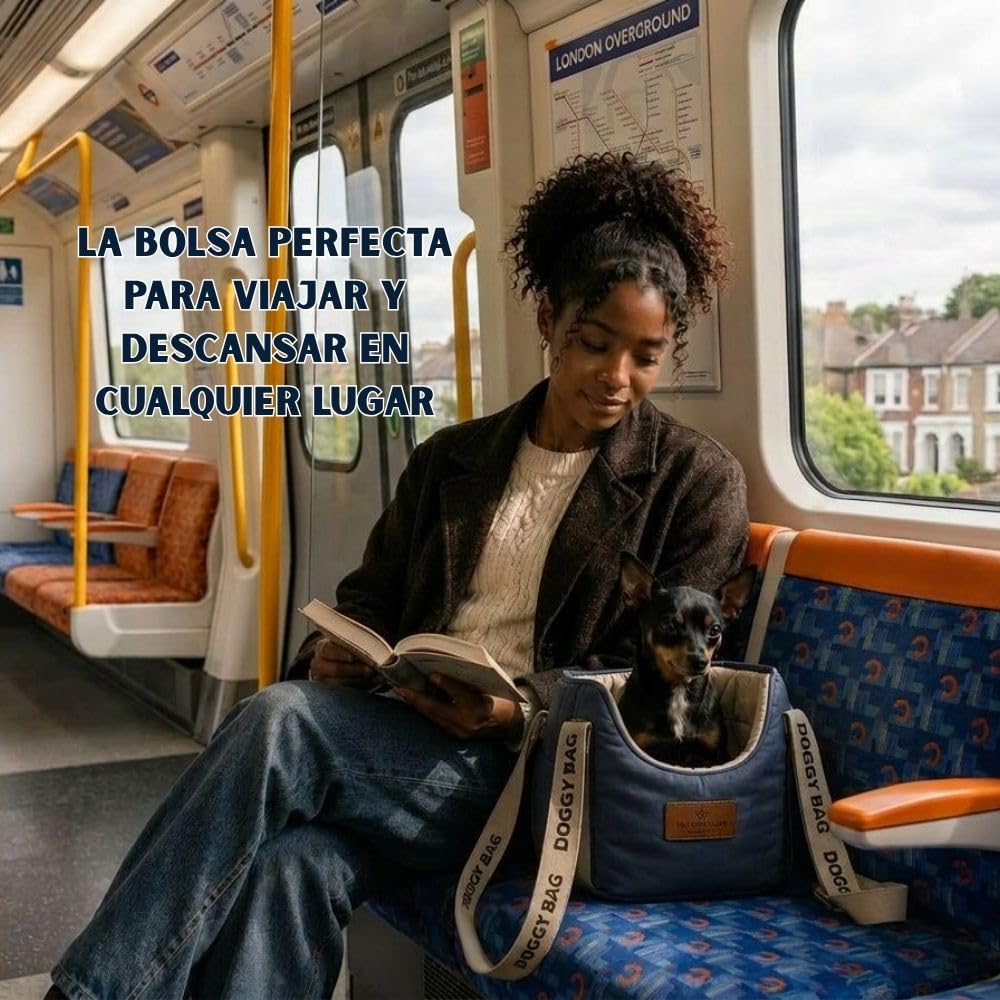 Bolsa transportadora para Perros pequeños con Cama de Viaje | Tails of Glory: transportín para perros y gatos, cómodo para viajes y desplazamientos diarios.