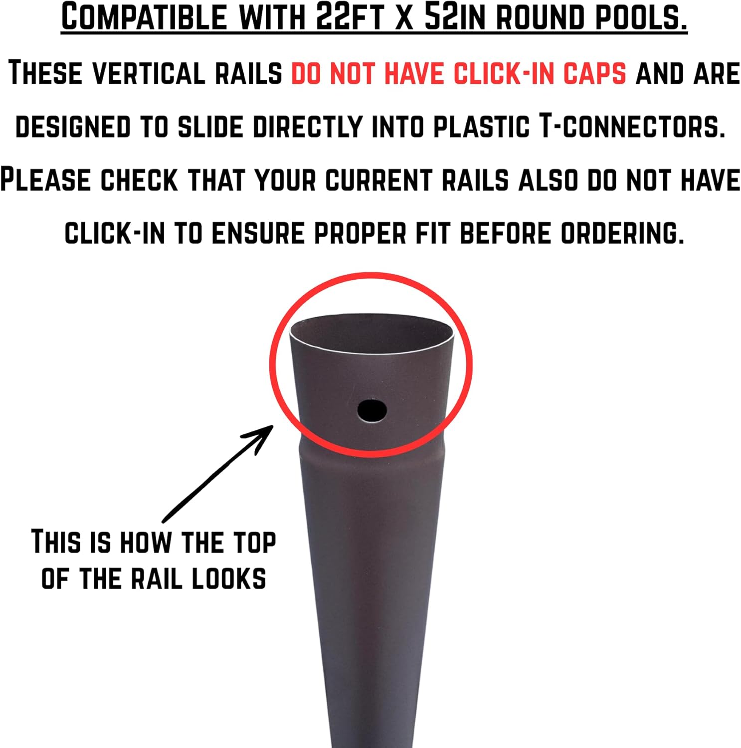 Replacement Vertical Pool Leg/Pole/Bar for Coleman/Bestway Power Steel 22 Ft X 52in and 24ft x 52in Swimming Pool