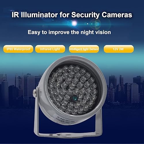 Miniatura 2 de ASHATA Iluminador IR, 48 LED de visión nocturna IR luz infrarroja para cámara de seguridad CCTV y cámara IP, gran angular de 60 grados, impermeable,