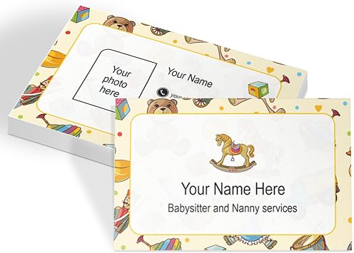 Custom Babysitter Business Cards Personalized Baby Design for Babysitters Services Nanny Business Cards Gloss, Mat