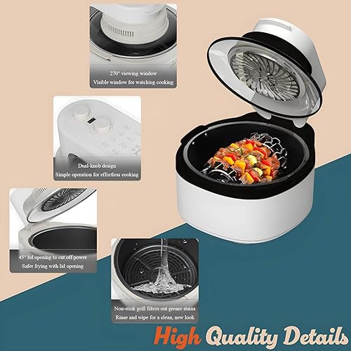 Miniatura 8 de Nuevo horno giratorio 8 en 1 con ventana transparente  7.5 cuartos de galón, 1400 W, precisa 160  -400 F. Tecnología de aire caliente de 360 para