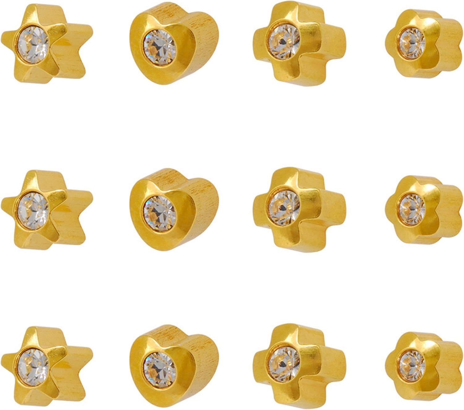 Beauty Made Easy Universal ear piercing kit with 24 pairs mix of all styles in 24k gold hypoallergenic instrument gun