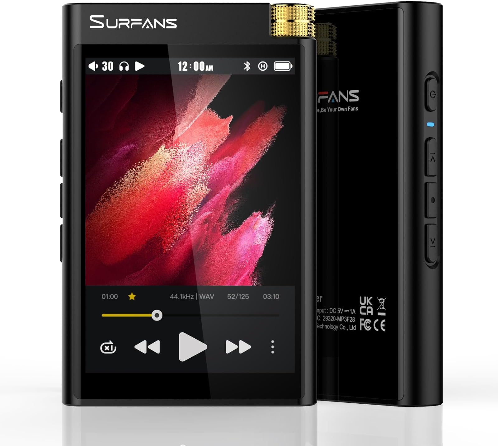 Surfans HiFi Bluetooth Mp3 Player: F28 High Res Lossless Portable Music Player - 3.5 inch Digital Audio Player Support up to 512GB