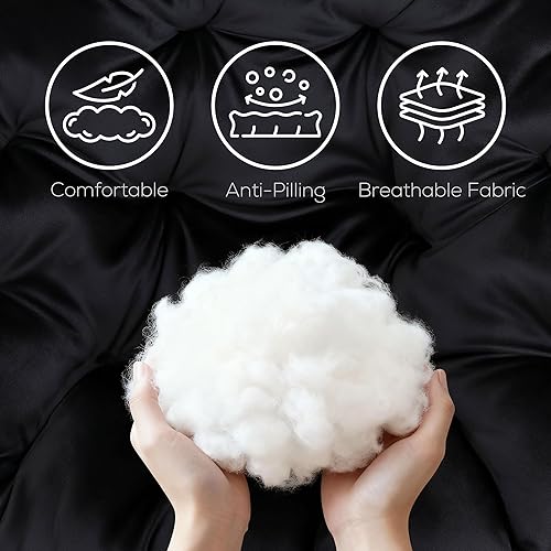 Miniatura 5 de SUPER DEAL Folding Saucer Chair, Adults Kids Portable Faux Fur Round Chair for Living Room Dorm Room Apartment, Black