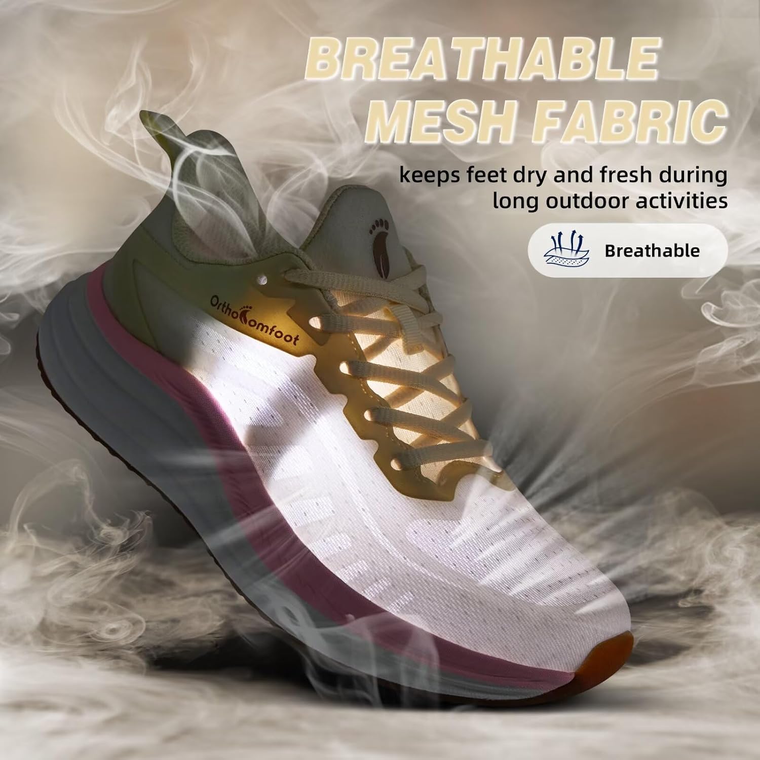 Women's Orthopedic Road Running Shoes: Comfortable Arch Support Plantar Fasciitis Flat Feet Orthotic Sport Sneakers, Casual Breathable Outdoor Walking Tennis Shoes for Foot Heel and Pain Relief