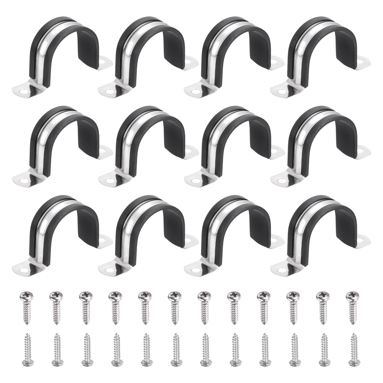 sourcing map 12Pcs 40mm Pipe Clips with M3x140mm Screws Black
