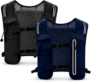 2 Pcs Running Vest for Women Men, Reflective Running Vest with Adjustable Waistband & Phone Pocket, Outdoor Pack Lightweight Breathable Backpack for Marathon Hiking