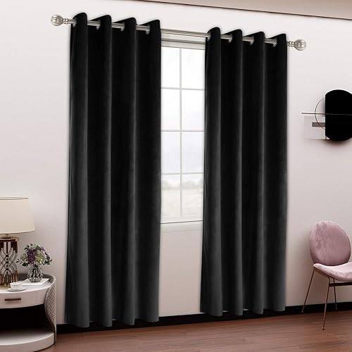Miniatura 2 de LUSHLEAF Cortinas de terciopelo 100 % opacas para dormitorio o sala de estar, 52 x 63 pulgadas de largo, con aislamiento térmico, ahorro de energía,