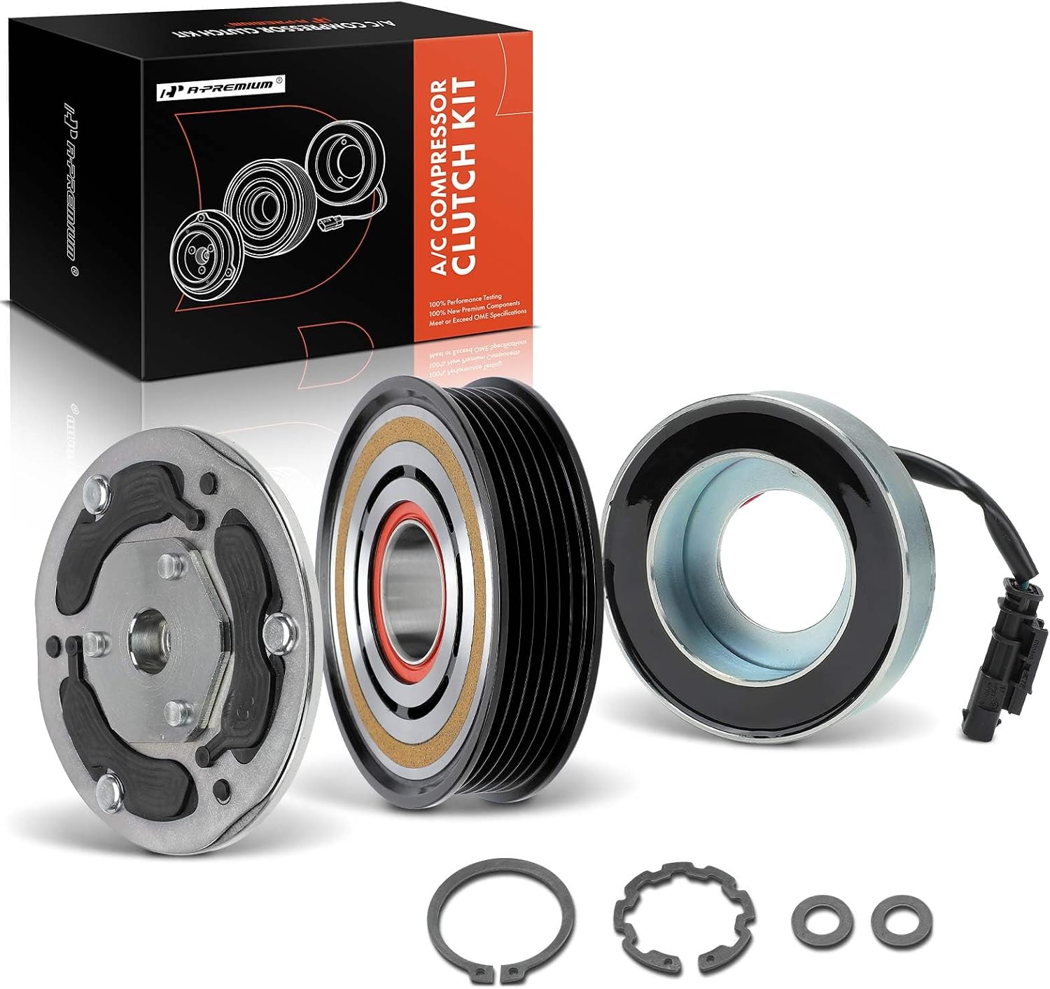 A-Premium Air Conditioner AC Compressor Clutch Kit Compatible with Chevrolet Silverado 1500 LTD 2022, Tahoe/Suburban 2021-2022 & GMC Sierra 1500 Limited 2022, Yukon XL & Cadillac Escalade ESV, 3.0L