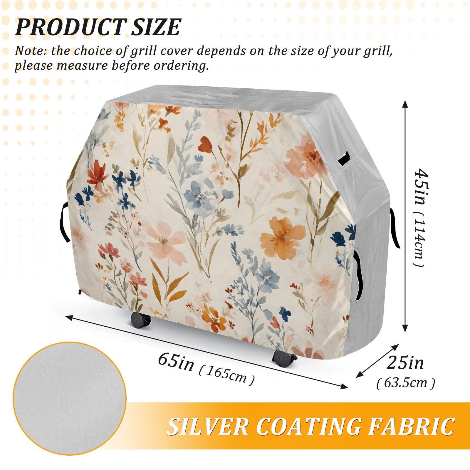 Copertura impermeabile resistente per barbecue con fiori selvatici e fogliame, per esterni