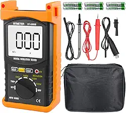 BTMETER Bt-6688B Megôhmetro 200 Gig Ohm Testador de Resistência de Isolamento Digital, Tensão de Teste de 500V/1Kv/2,5Kv/5Kv, Variação Automática, Display de Luz de Fundo