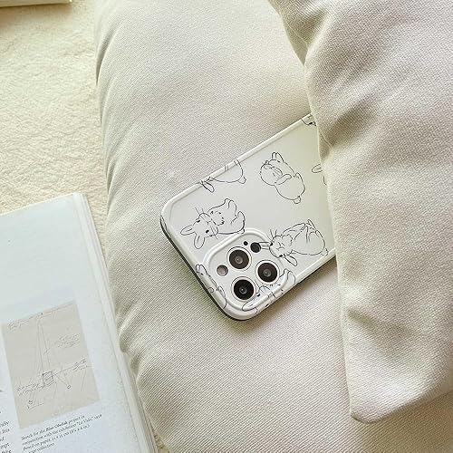 Miniatura 4 de Casechics Funda compatible con iPhone, bonita funda suave a prueba de golpes con diseño de conejito de dibujos animados (blanca, iPhone 15 Pro)