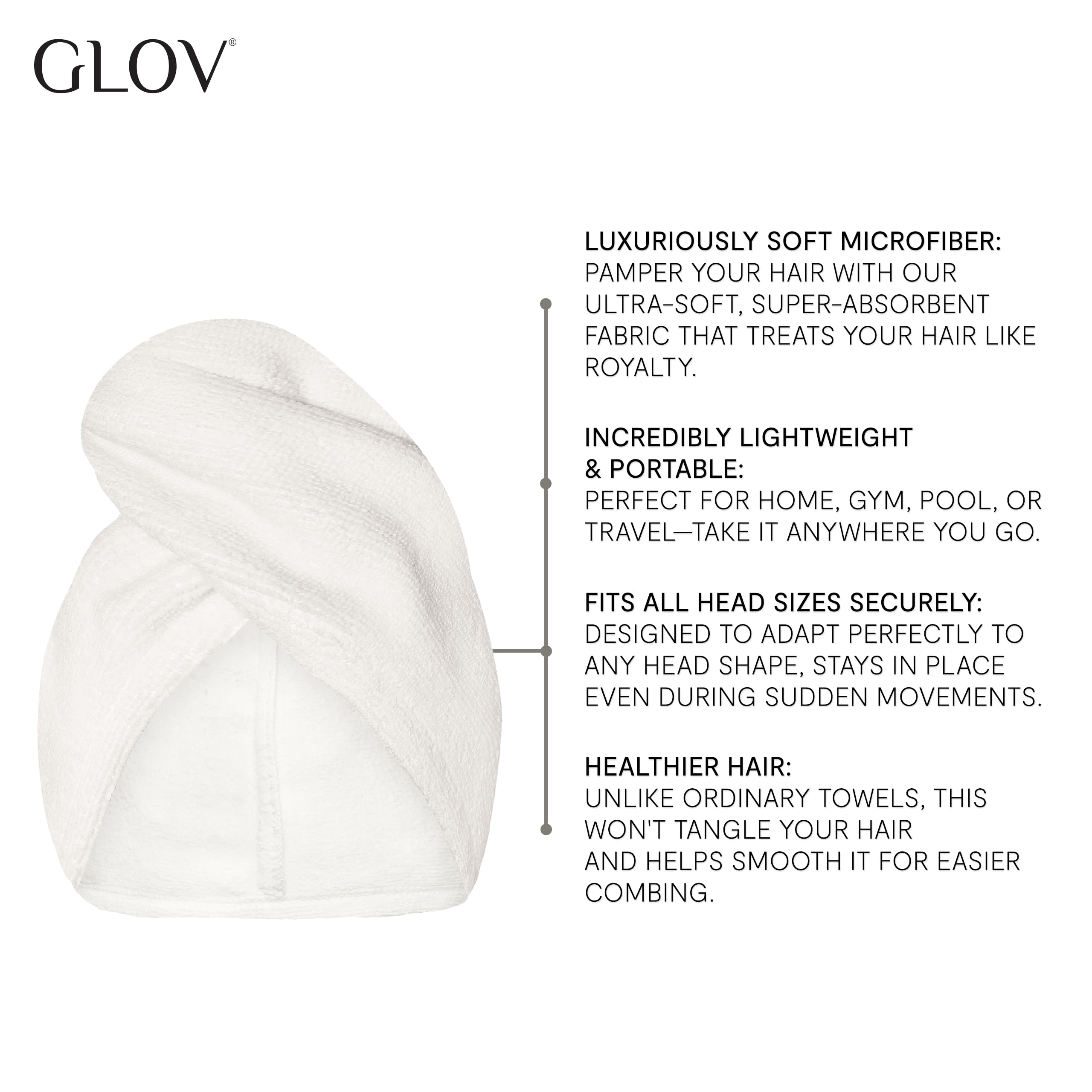 Glov Hair Turban Towel Microfibre Hair Towel Quick Drying Wrap for All Travel-friendly Types Fit Gentle Absorbent Perfect for Travel Gym and Home Use Available in Pink More - Image 2